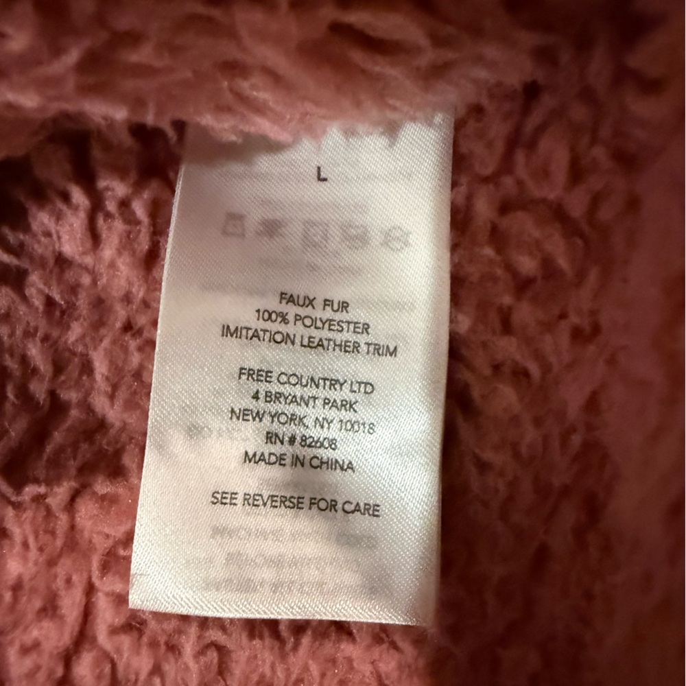 Free Country Sierra Butter Pile II Jacket L Pink Sherpa Fleece Full Zip Cozy - Picture 10 of 11